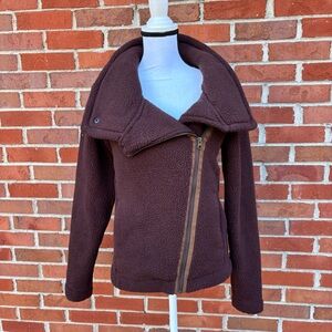 Basin & Range Lily Brown Heavyweight Fleece Jacket Snap Neckline Womens Small